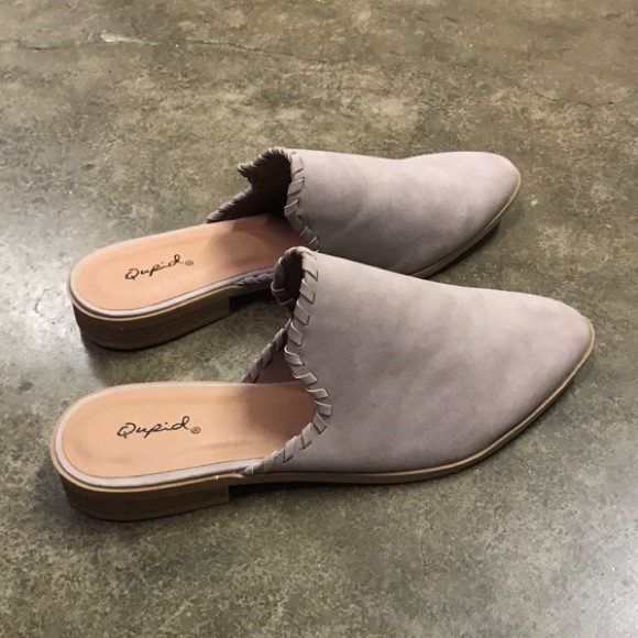 Taupe stitch detail mule ballerina flats - Picture 3 of 8